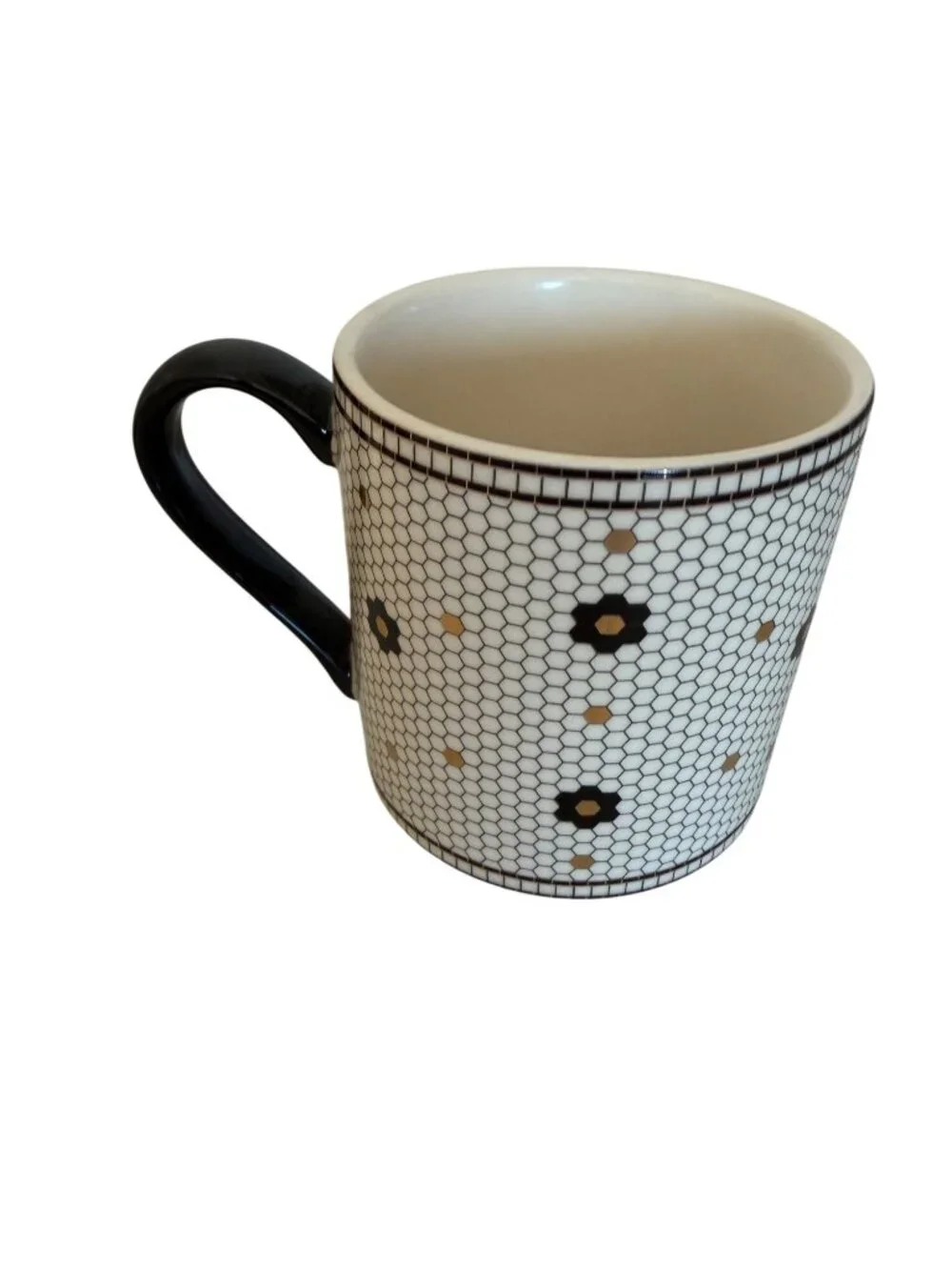 Anthropologie Monogram Mug With Honeycomb & Gold Detailing - Letter L
